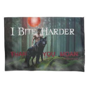 SlipperyJoe's Halloween shirtless muscular man bit Pillowcase