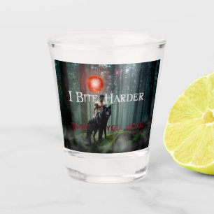 SlipperyJoe's Halloween shirtless muscular man bit Shot Glass