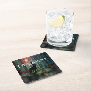 SlipperyJoe's Halloween shirtless muscular man bit Square Paper Coaster