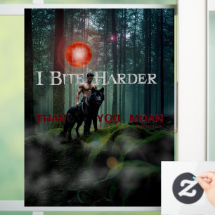 SlipperyJoe's Halloween shirtless muscular man bit Window Cling