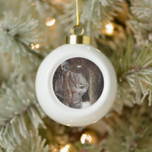 SlipperyJoe's Halloween transparent ghost-like man Ceramic Ball Christmas Ornament