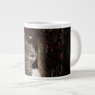 SlipperyJoe's Halloween transparent ghost-like man Large Coffee Mug