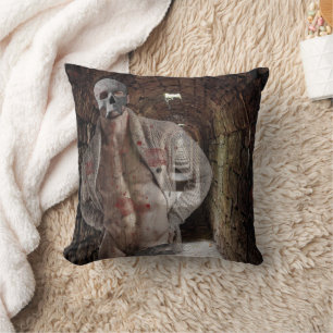 SlipperyJoe's Halloween transparent ghost-like man Throw Pillow