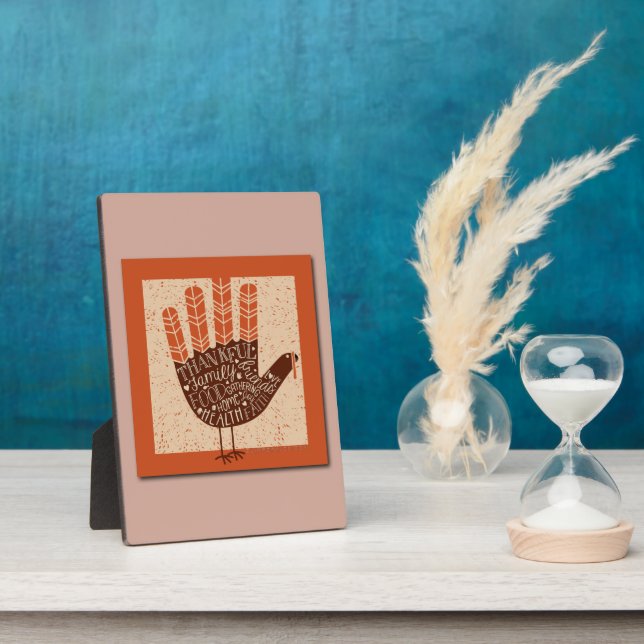 SlipperyJoe's hand words thankful family friends f Plaque (Side)