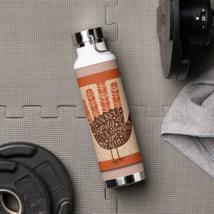 SlipperyJoe's hand words thankful family friends f Water Bottle