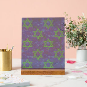 SlipperyJoe's Hanukkah green rows Stars of David c Acrylic Sign