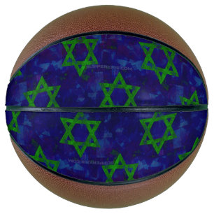 SlipperyJoe's Hanukkah green rows Stars of David c Basketball