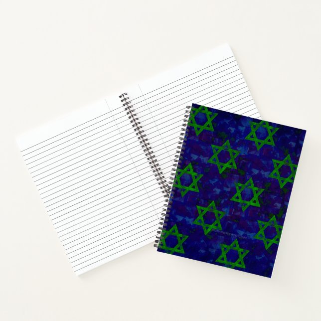 SlipperyJoe's Hanukkah green rows Stars of David c Notebook (Inside)