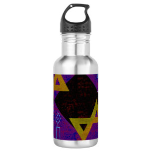 SlipperyJoe's Hanukkah-themed image golden yellow 532 Ml Water Bottle