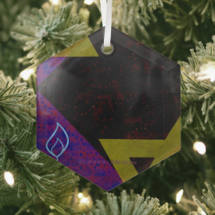 SlipperyJoe's Hanukkah-themed image golden yellow Glass Ornament