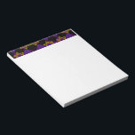 SlipperyJoe's Hanukkah-themed image golden yellow  Notepad<br><div class="desc">SlipperyJoe's Hanukkah-themed image golden yellow Star of David blue candles with orange flames Menorah-inspired art gift idea Jewish identity spirituality holiday retro bold symmetrical pattern diamond-shaped grid background blends tradition and vibrant design purple black chequerboard effect Hebrew religious celebration</div>