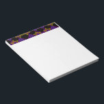 SlipperyJoe's Hanukkah-themed image golden yellow  Notepad<br><div class="desc">SlipperyJoe's Hanukkah-themed image golden yellow Star of David blue candles with orange flames Menorah-inspired art gift idea Jewish identity spirituality holiday retro bold symmetrical pattern diamond-shaped grid background blends tradition and vibrant design purple black chequerboard effect Hebrew religious celebration</div>