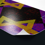 SlipperyJoe's Hanukkah-themed image golden yellow  Photo Print<br><div class="desc">SlipperyJoe's Hanukkah-themed image golden yellow Star of David blue candles with orange flames Menorah-inspired art gift idea Jewish identity spirituality holiday retro bold symmetrical pattern diamond-shaped grid background blends tradition and vibrant design purple black chequerboard effect Hebrew religious celebration</div>