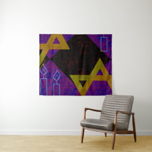 SlipperyJoe's Hanukkah-themed image golden yellow  Tapestry