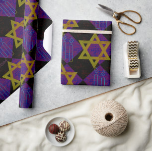 SlipperyJoe's Hanukkah-themed image golden yellow  Wrapping Paper