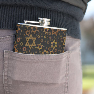 SlipperyJoe's Hanukkah-themed Star David artistic  Hip Flask