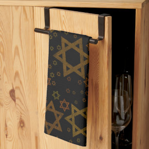 SlipperyJoe's Hanukkah-themed Star David artistic Kitchen Towel