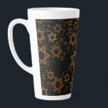 SlipperyJoe's Hanukkah-themed Star David artistic  Latte Mug<br><div class="desc">SlipperyJoe's Hanukkah-themed Star David artistic candlelight festive glow light and resilience themes modern reverent for Jewish holidays varying sizes metallic tones gold bronze deep brown rich black background evokes Hebrew tradition elegance symmetrical pattern gifts decorations rhythmic ceremonial visual flow significant symbol religion</div>