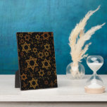 SlipperyJoe's Hanukkah-themed Star David artistic  Plaque<br><div class="desc">SlipperyJoe's Hanukkah-themed Star David artistic candlelight festive glow light and resilience themes modern reverent for Jewish holidays varying sizes metallic tones gold bronze deep brown rich black background evokes Hebrew tradition elegance symmetrical pattern gifts decorations rhythmic ceremonial visual flow significant symbol religion</div>