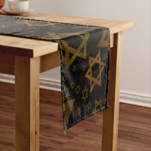 SlipperyJoe's Hanukkah-themed Star David artistic Short Table Runner