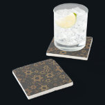 SlipperyJoe's Hanukkah-themed Star David artistic  Stone Coaster<br><div class="desc">SlipperyJoe's Hanukkah-themed Star David artistic candlelight festive glow light and resilience themes modern reverent for Jewish holidays varying sizes metallic tones gold bronze deep brown rich black background evokes Hebrew tradition elegance symmetrical pattern gifts decorations rhythmic ceremonial visual flow significant symbol religion</div>