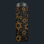SlipperyJoe's Hanukkah-themed Star David artistic  Thermal Tumbler<br><div class="desc">SlipperyJoe's Hanukkah-themed Star David artistic candlelight festive glow light and resilience themes modern reverent for Jewish holidays varying sizes metallic tones gold bronze deep brown rich black background evokes Hebrew tradition elegance symmetrical pattern gifts decorations rhythmic ceremonial visual flow significant symbol religion</div>