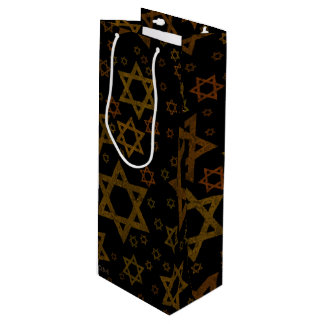 SlipperyJoe's Hanukkah-themed Star David artistic  Wine Gift Bag