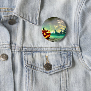 SlipperyJoe's Happy Halloween cemetery graveyard c 2 Inch Round Button