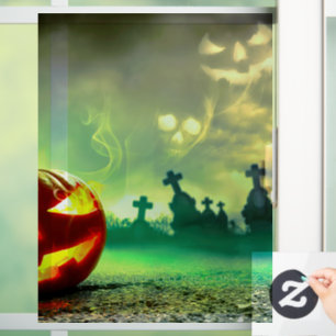 SlipperyJoe's Happy Halloween cemetery graveyard c Window Cling