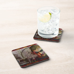 SlipperyJoe's Happy Halloween creepy doll face bal Coaster