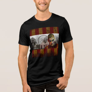 SlipperyJoe's Happy Halloween creepy man doll face Tri-Blend Shirt