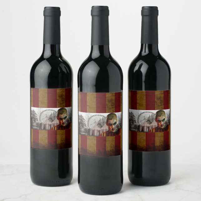 SlipperyJoe's Happy Halloween creepy man doll face Wine Label (Bottles)
