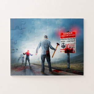 SlipperyJoe's Happy Halloween dead zombies airplan Jigsaw Puzzle