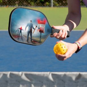 SlipperyJoe's Happy Halloween dead zombies scary b Pickleball Paddle