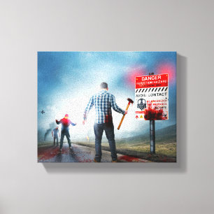 SlipperyJoe's happy Halloween glowing eyes zombies Canvas Print