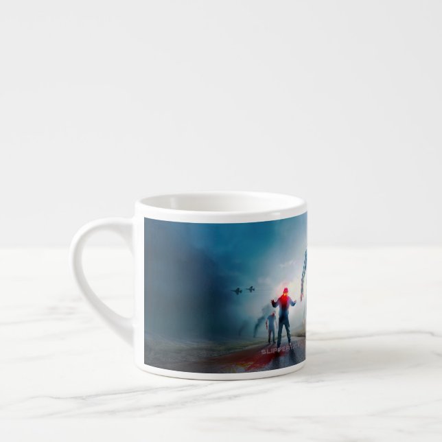 SlipperyJoe's happy Halloween glowing eyes zombies Espresso Cup (Left)