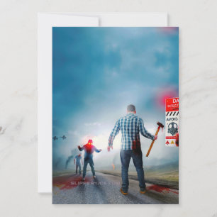 SlipperyJoe's happy Halloween glowing eyes zombies Holiday Card