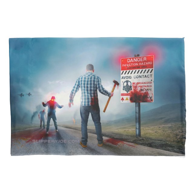 SlipperyJoe's happy Halloween glowing eyes zombies Pillowcase (Front)