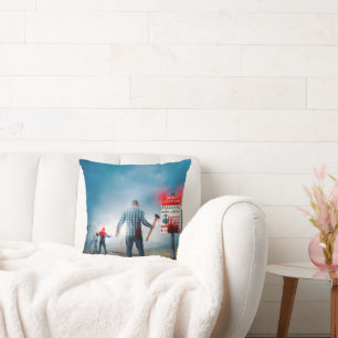 SlipperyJoe's happy Halloween glowing eyes zombies Throw Pillow