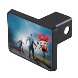 SlipperyJoe's happy Halloween glowing eyes zombies Trailer Hitch Cover