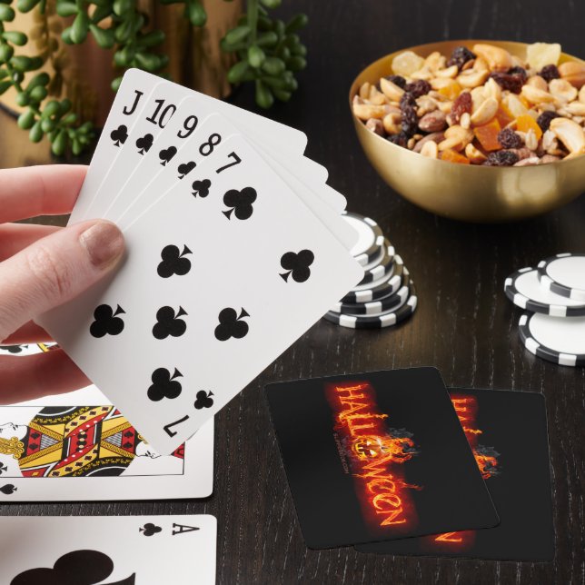 SlipperyJoe's Happy Halloween pumpkin glowing eyes Playing Cards (In Situ)