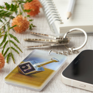SlipperyJoe's Happy Hanukkah four-sided spinning t Keychain