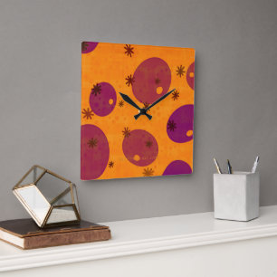SlipperyJoe's Happy Hanukkah Jewish Hebrew jelly-f Square Wall Clock