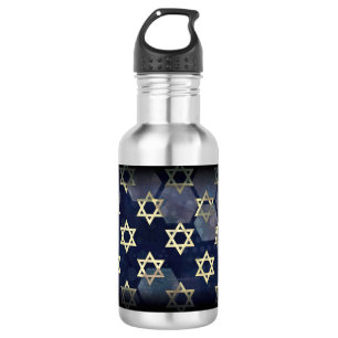 SlipperyJoe's Happy Hanukkah multiple Star of Davi 532 Ml Water Bottle