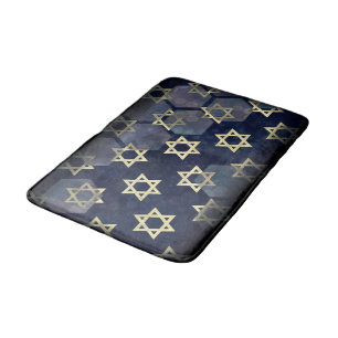 SlipperyJoe's Happy Hanukkah multiple Star of Davi Bath Mat