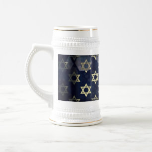 SlipperyJoe's Happy Hanukkah multiple Star of Davi Beer Stein