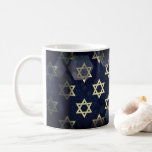 SlipperyJoe's Happy Hanukkah multiple Star of Davi Coffee Mug<br><div class="desc">SlipperyJoe's Happy Hanukkah multiple Star of David symbols artistic Celebration Jewish Hebrew Chanukah gifts decorations Judaism religion significant symbol relevant cultural religious contexts various hexagonal shapes dark blue purple hues dark abstract background layered textured appearance</div>