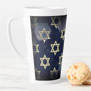 SlipperyJoe's Happy Hanukkah multiple Star of Davi Latte Mug
