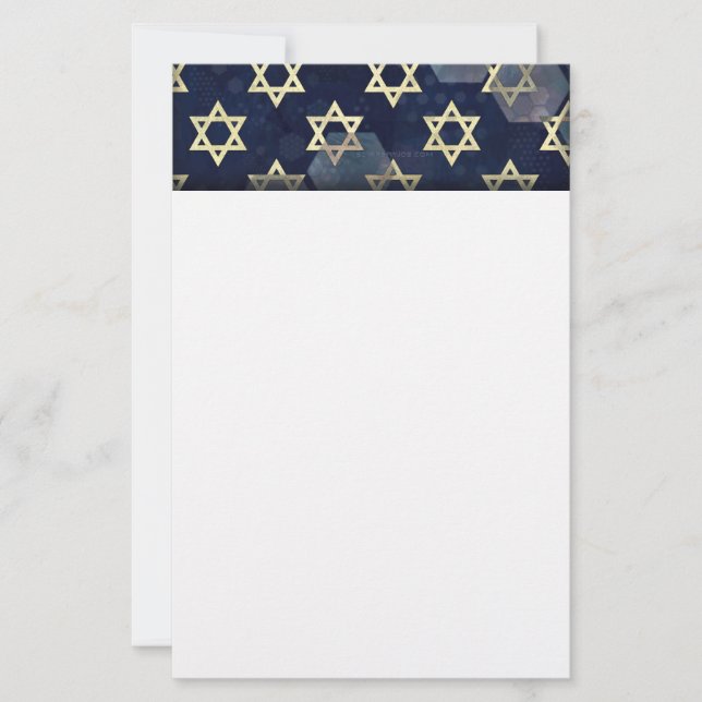 SlipperyJoe's Happy Hanukkah multiple Star of Davi Stationery (Front)