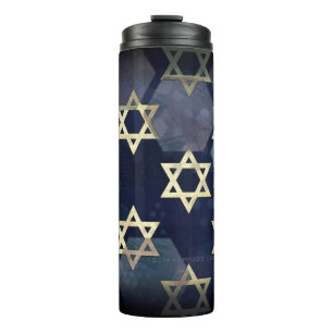 SlipperyJoe's Happy Hanukkah multiple Star of Davi Thermal Tumbler